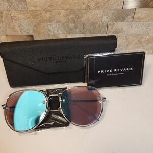 Prive Revaux The Jagger Silver Blue Mirrored Aviator Sunglasses with Case NEW